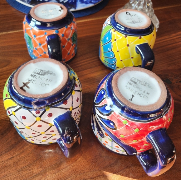 Talavera handmade soup mugs - set of 4. Holds about 15 ounces each. Hand painted - Picture 8 of 12